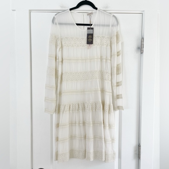 By TiMo Dresses & Skirts - By TiMo Bohemian Cream Lace Tiered Dress - M